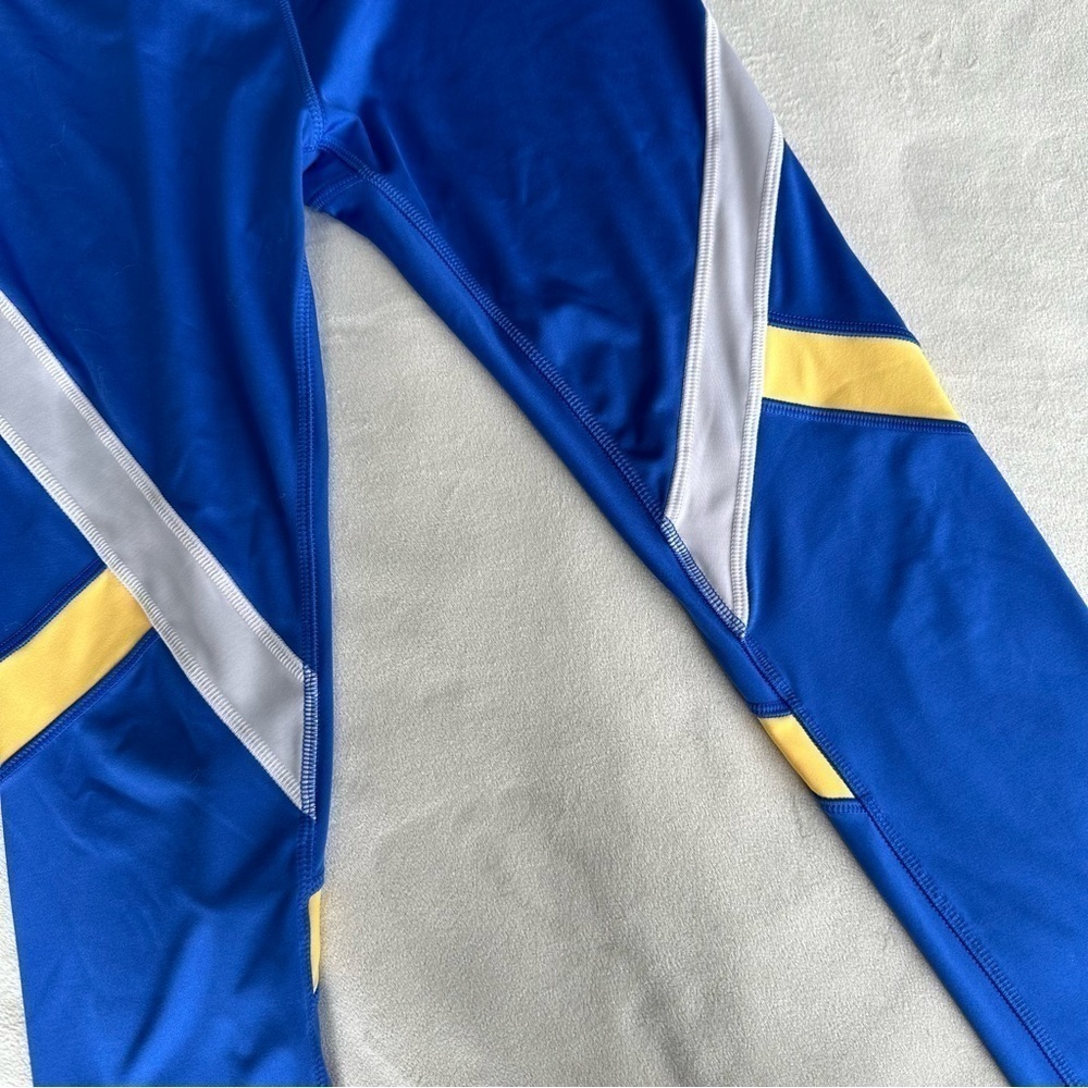 WOMEN'S REEBOK SPEEDWICK COMPRESSION LEGGINGS | BLUE WITH VECTOR DESIGNS | US S